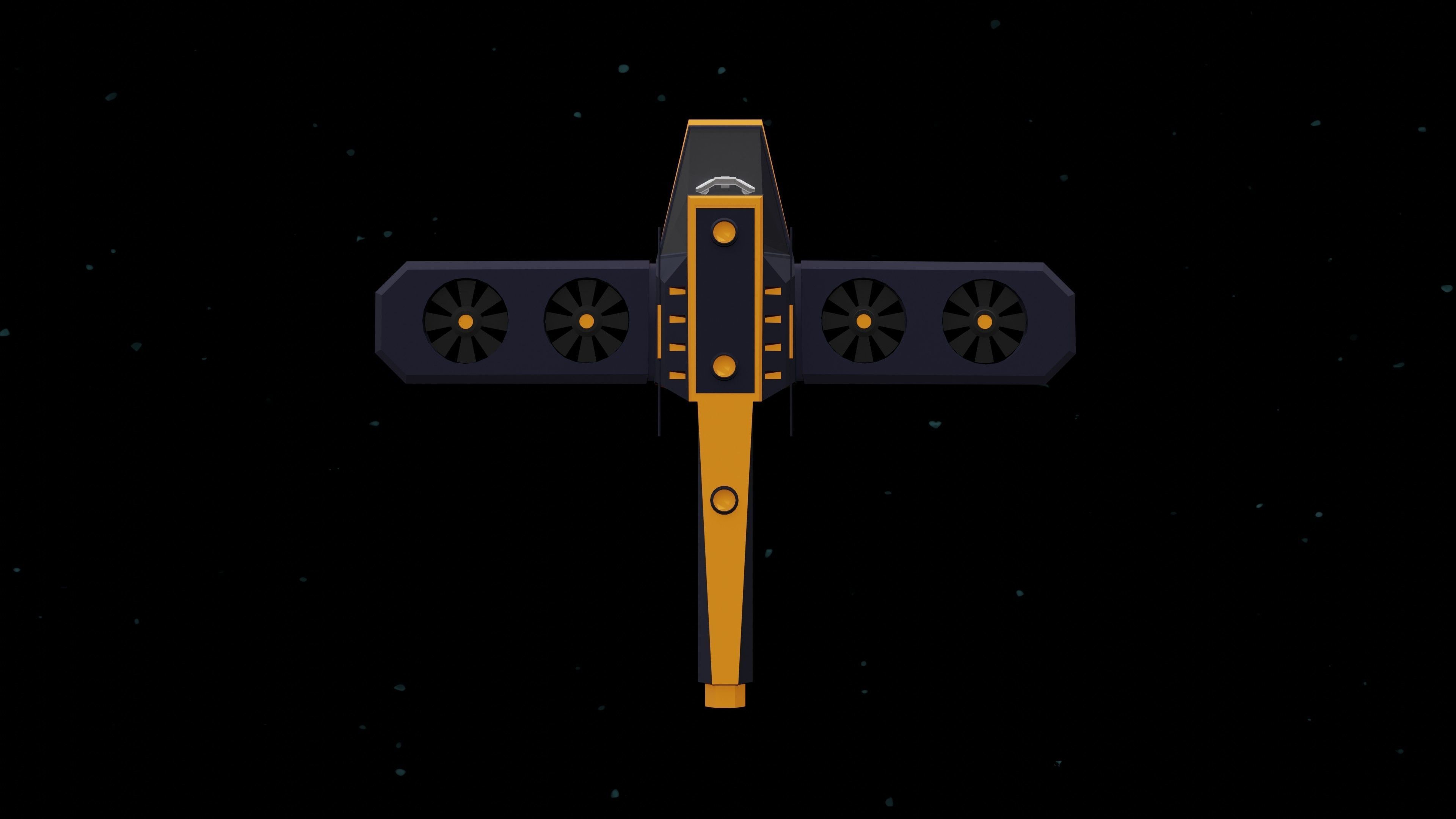 6 Sci-Fi Low Poly Ships with 5 Different Color Variations Low-poly 3D model_14