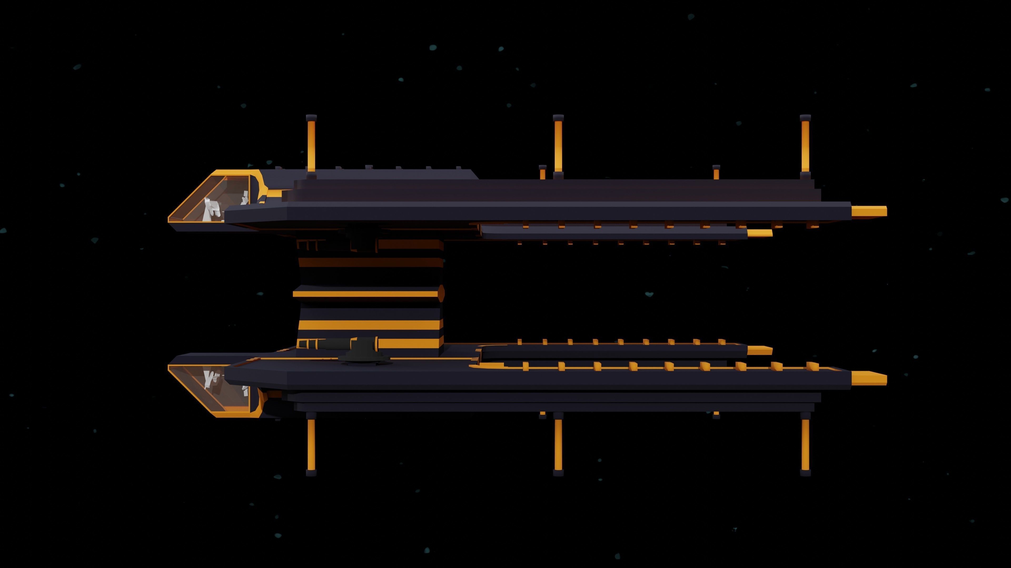 6 Sci-Fi Low Poly Ships with 5 Different Color Variations Low-poly 3D model_21