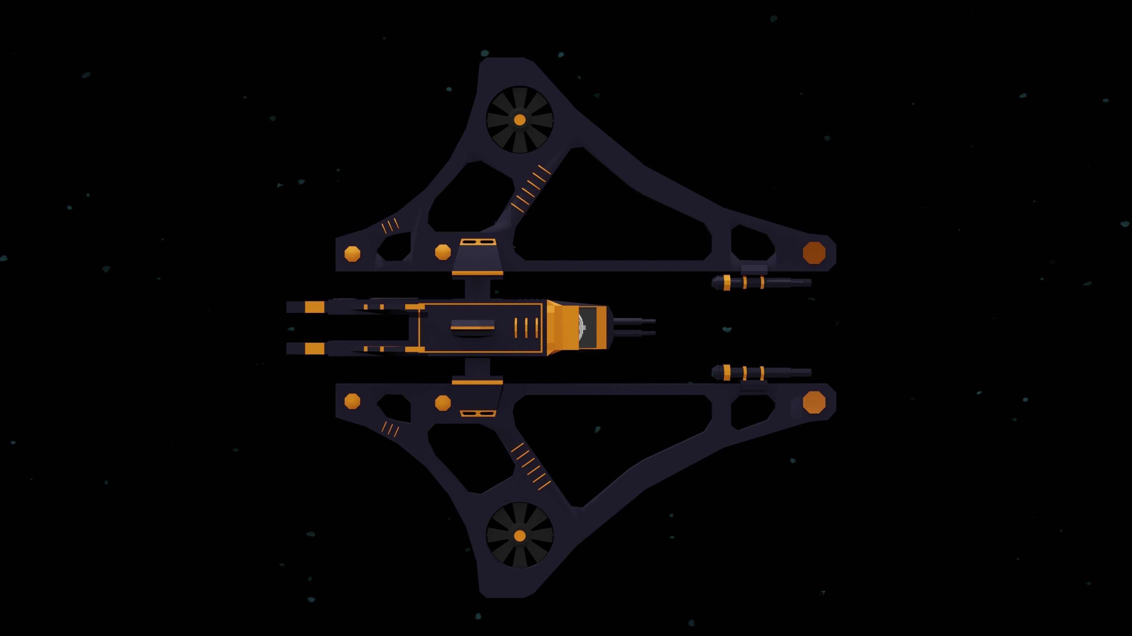 6 Sci-Fi Low Poly Ships with 5 Different Color Variations Low-poly 3D model_6