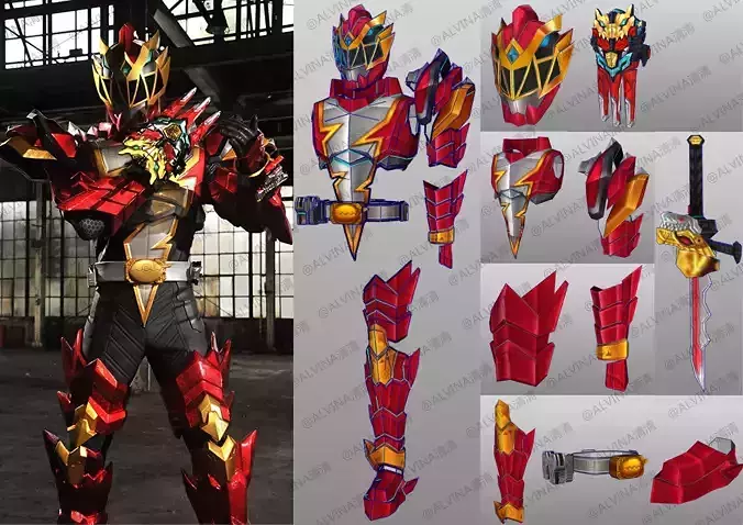 Max Ryusoul Red Armor - Cosplay Pepakura Foam Full Low-poly 3D model
