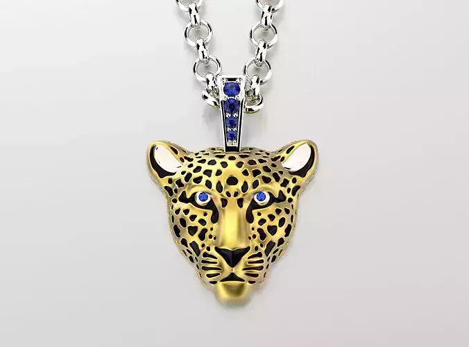 Jewelry Necklace Leopard Pendant with Enamel for vis 0076 V4-1 3D print model