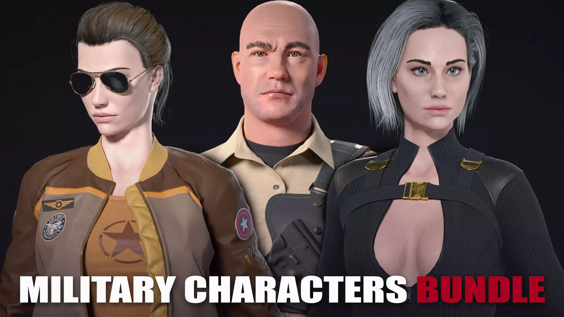 Military Characters Bundle 3D Model Collection_0