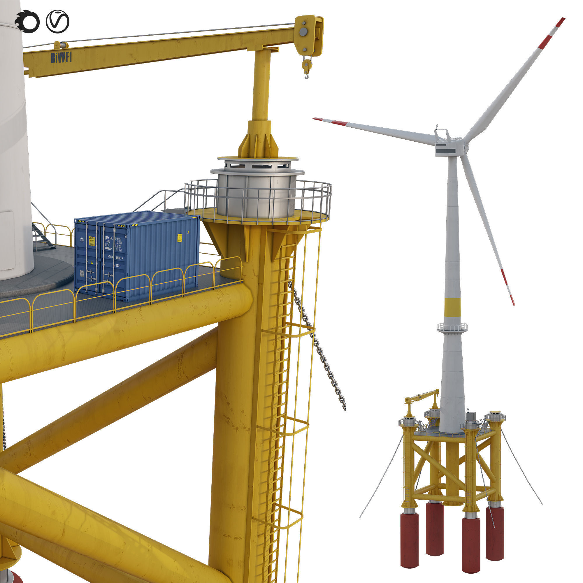 Industrial Marine wind generato  3D model_1