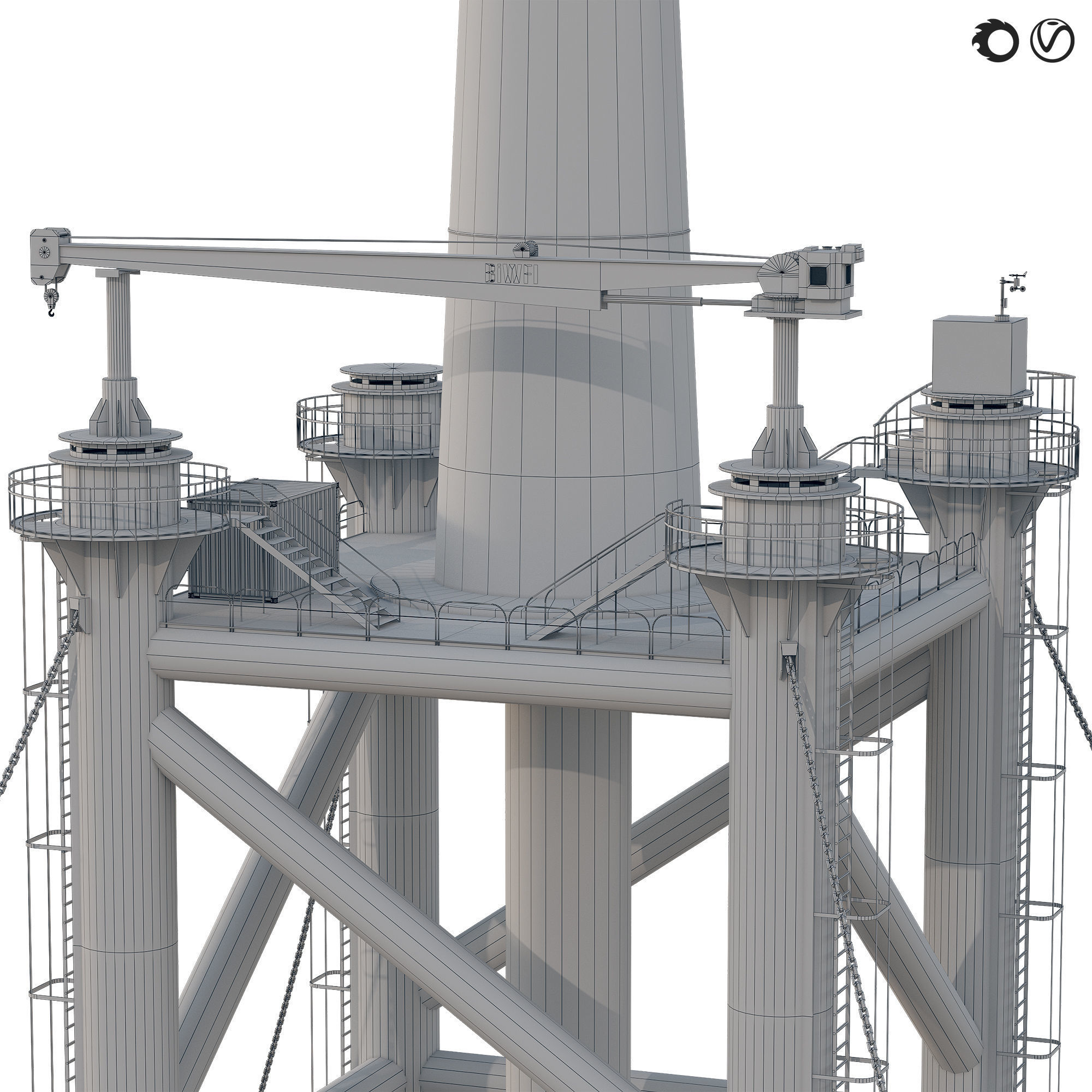 Industrial Marine wind generato  3D model_5