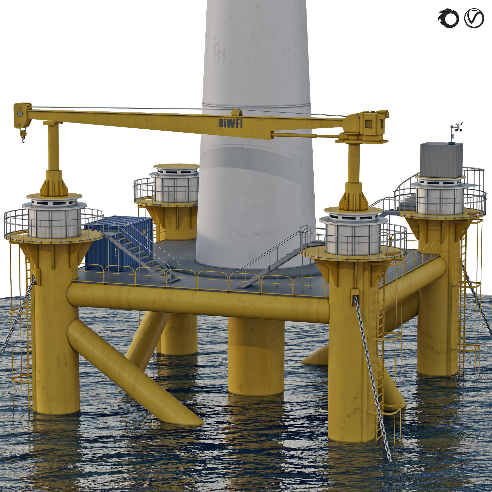 Industrial Marine wind generato  3D model_3