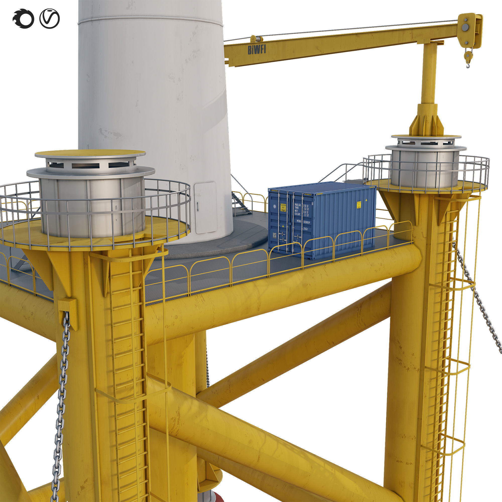 Industrial Marine wind generato  3D model_2