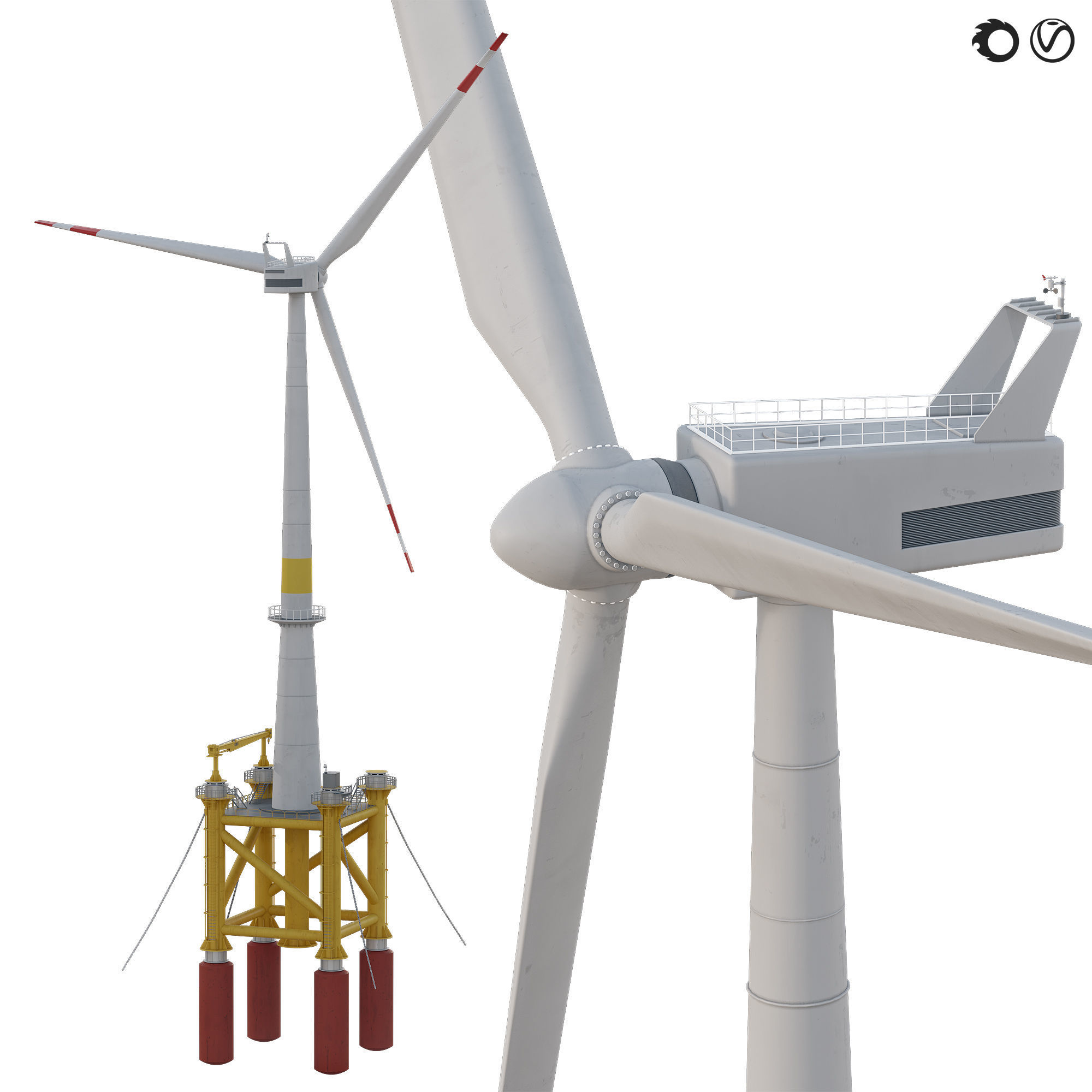 Industrial Marine wind generato  3D model_4