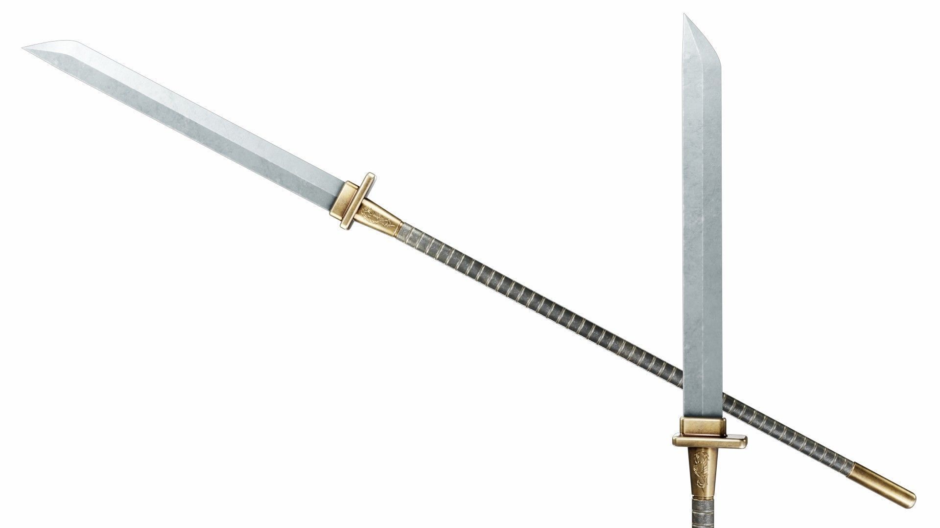 Collection of 10 special spears 3D model_9