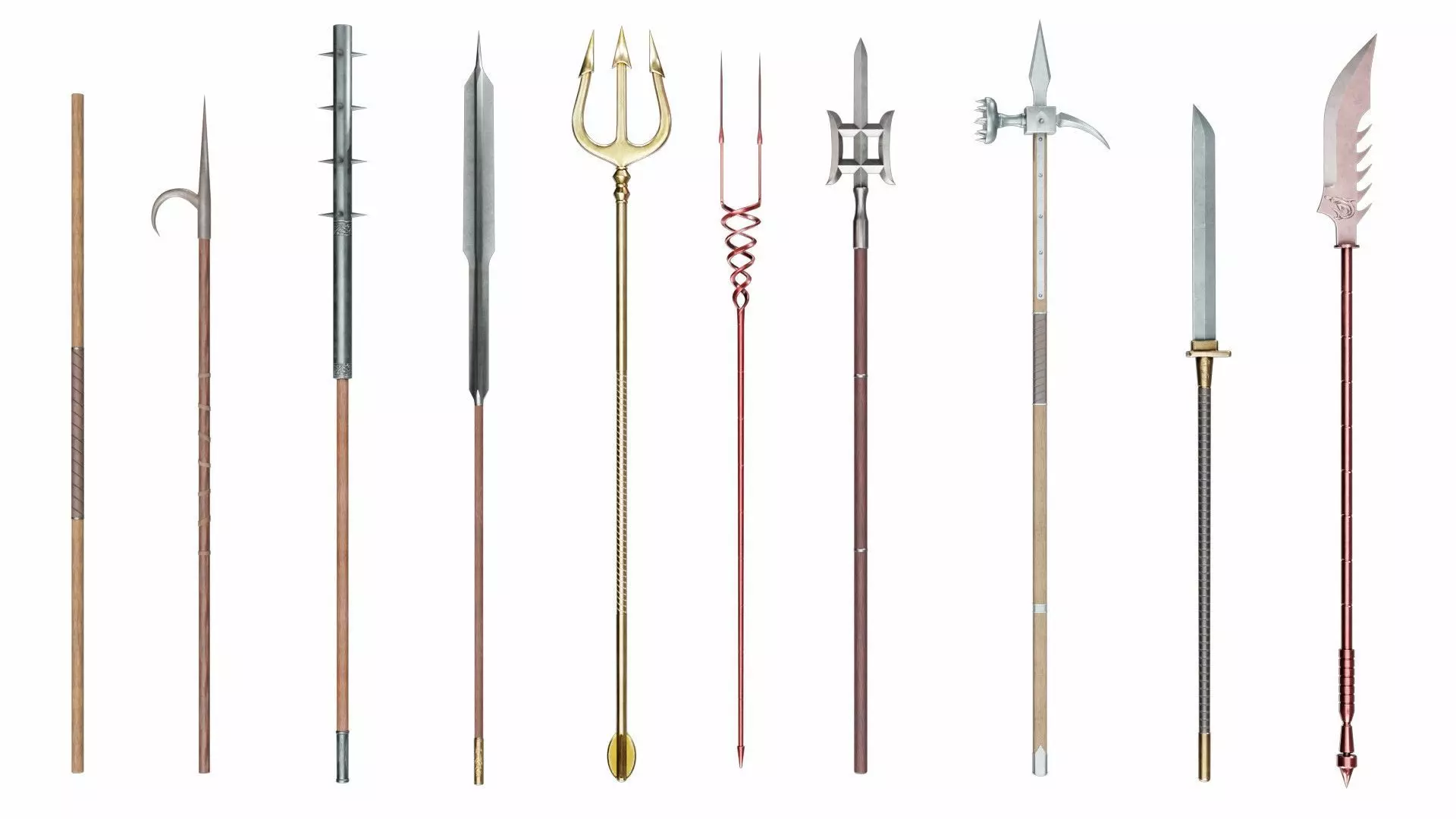 Collection of 10 special spears 3D model_0