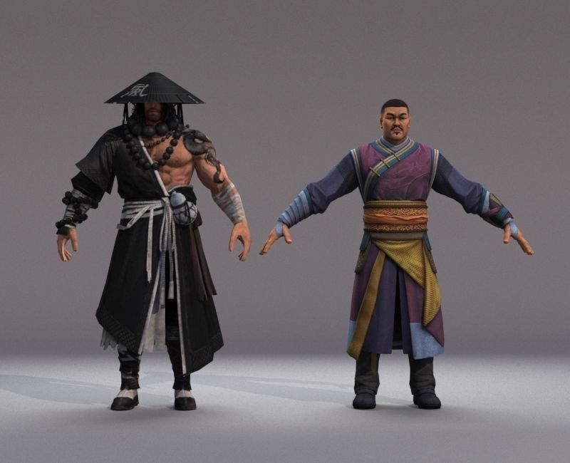 Ancient Asians people warrior Low-poly 3D model_6