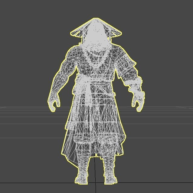 Ancient Asians people warrior Low-poly 3D model_5