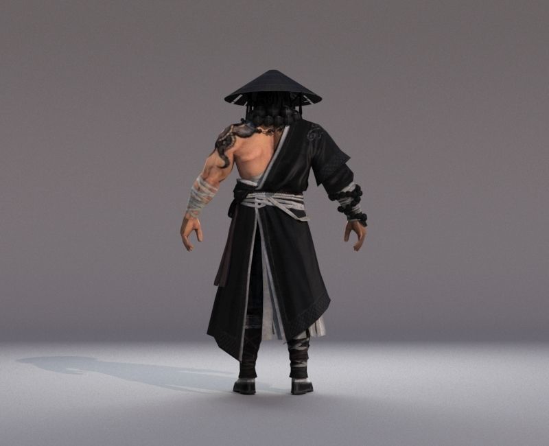 Ancient Asians people warrior Low-poly 3D model_4