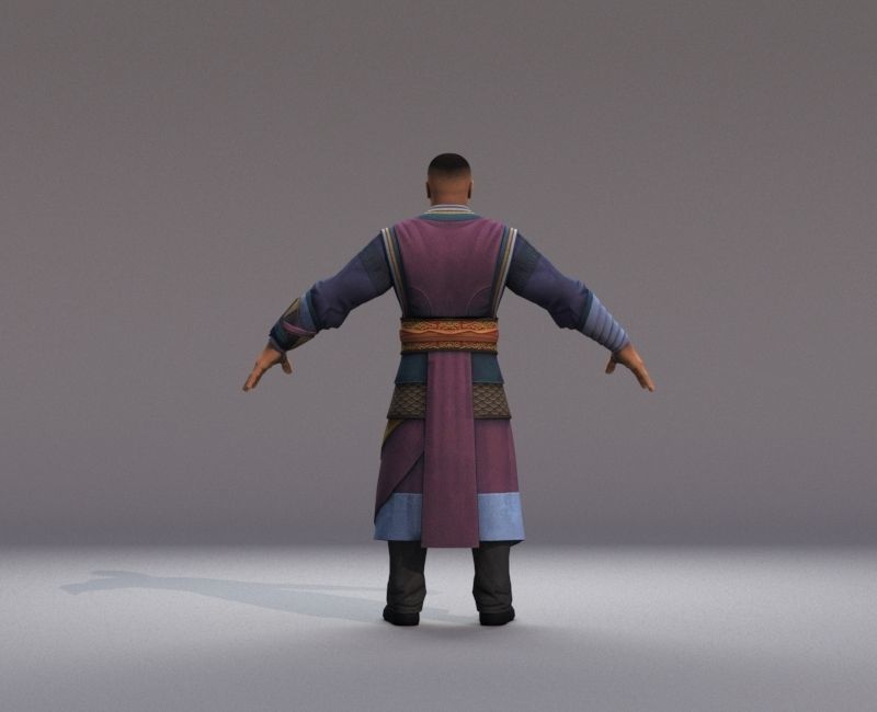 Ancient Asians people warrior Low-poly 3D model_8