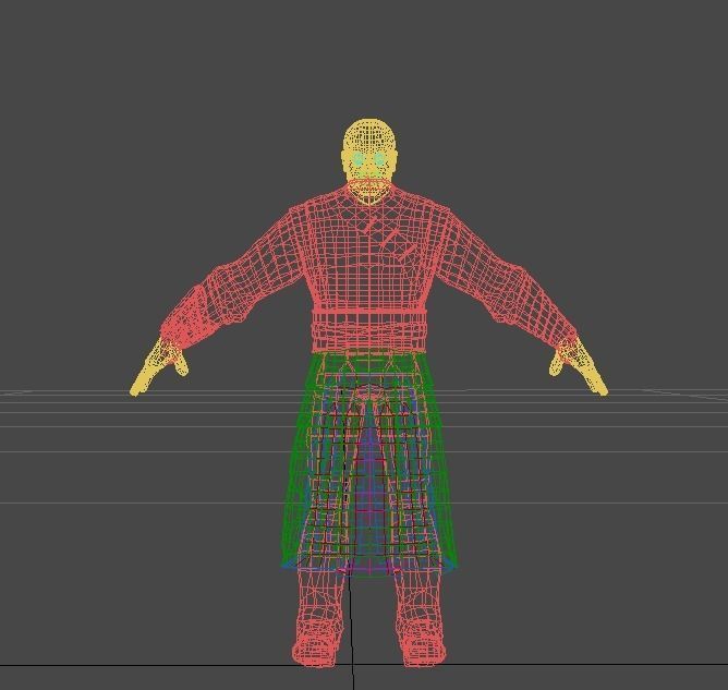 Ancient Asians people warrior Low-poly 3D model_9
