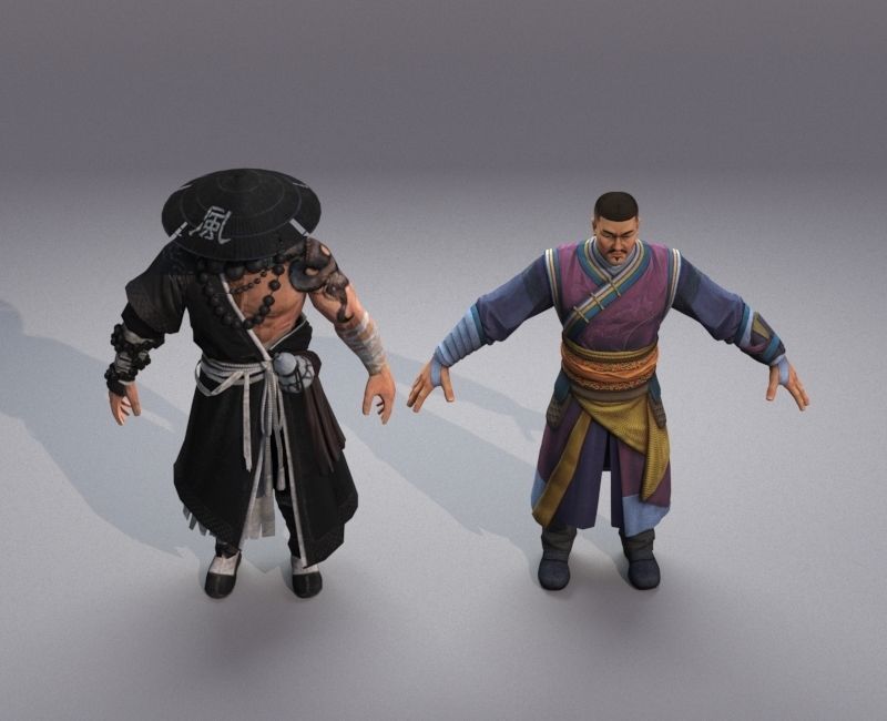 Ancient Asians people warrior Low-poly 3D model_2