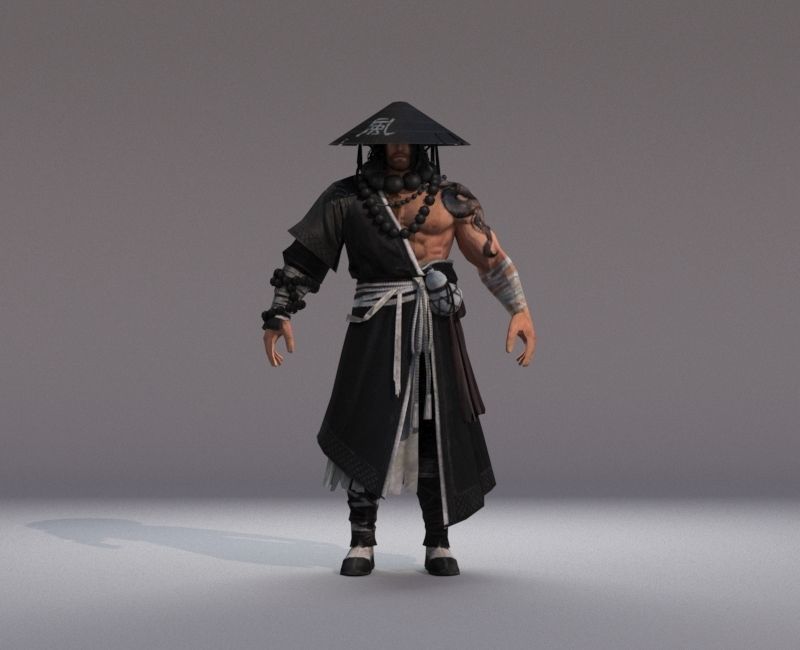 Ancient Asians people warrior Low-poly 3D model_3