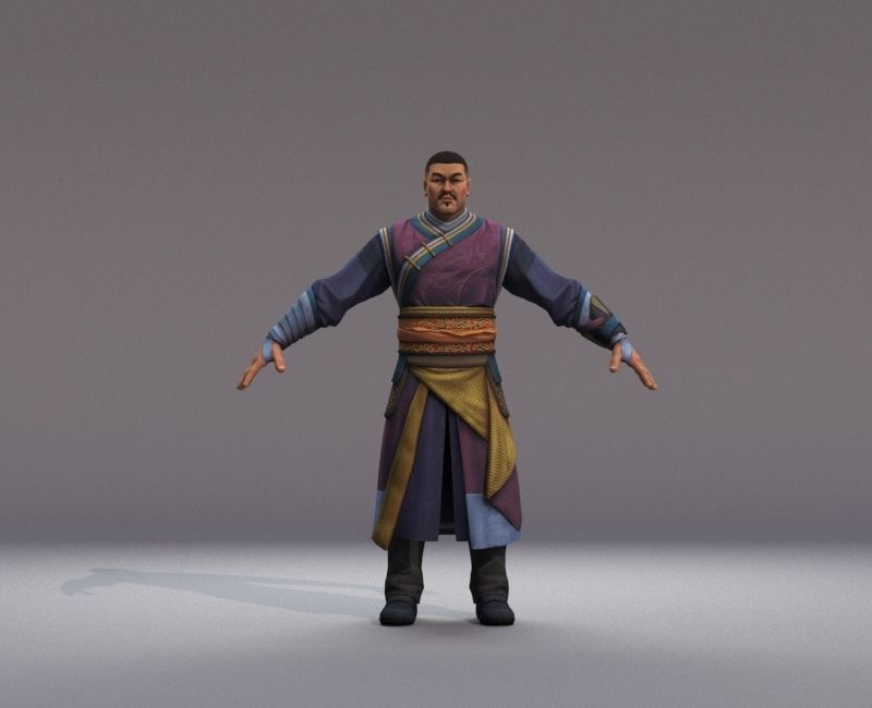 Ancient Asians people warrior Low-poly 3D model_7