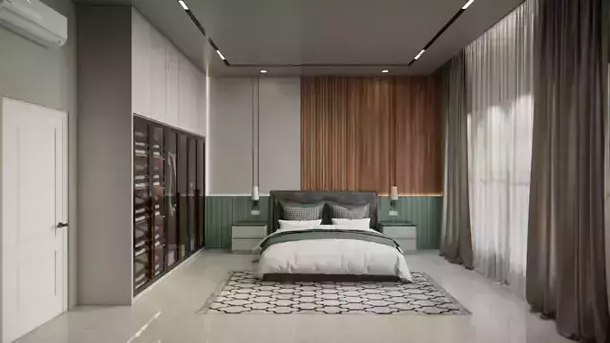 bedroom set render and furniture 3D print model
