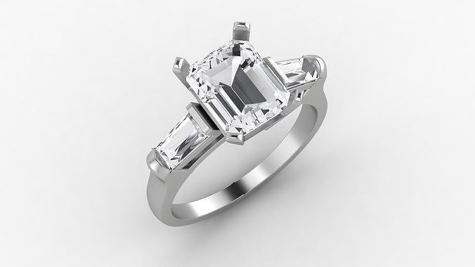 Graff emerald cut engagement ring 3D print model