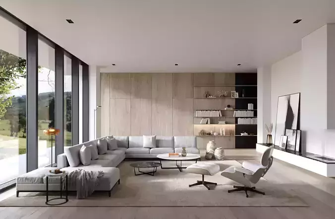 PANORAMA LIVING ROOM - Interior scene - 3d model 3D model