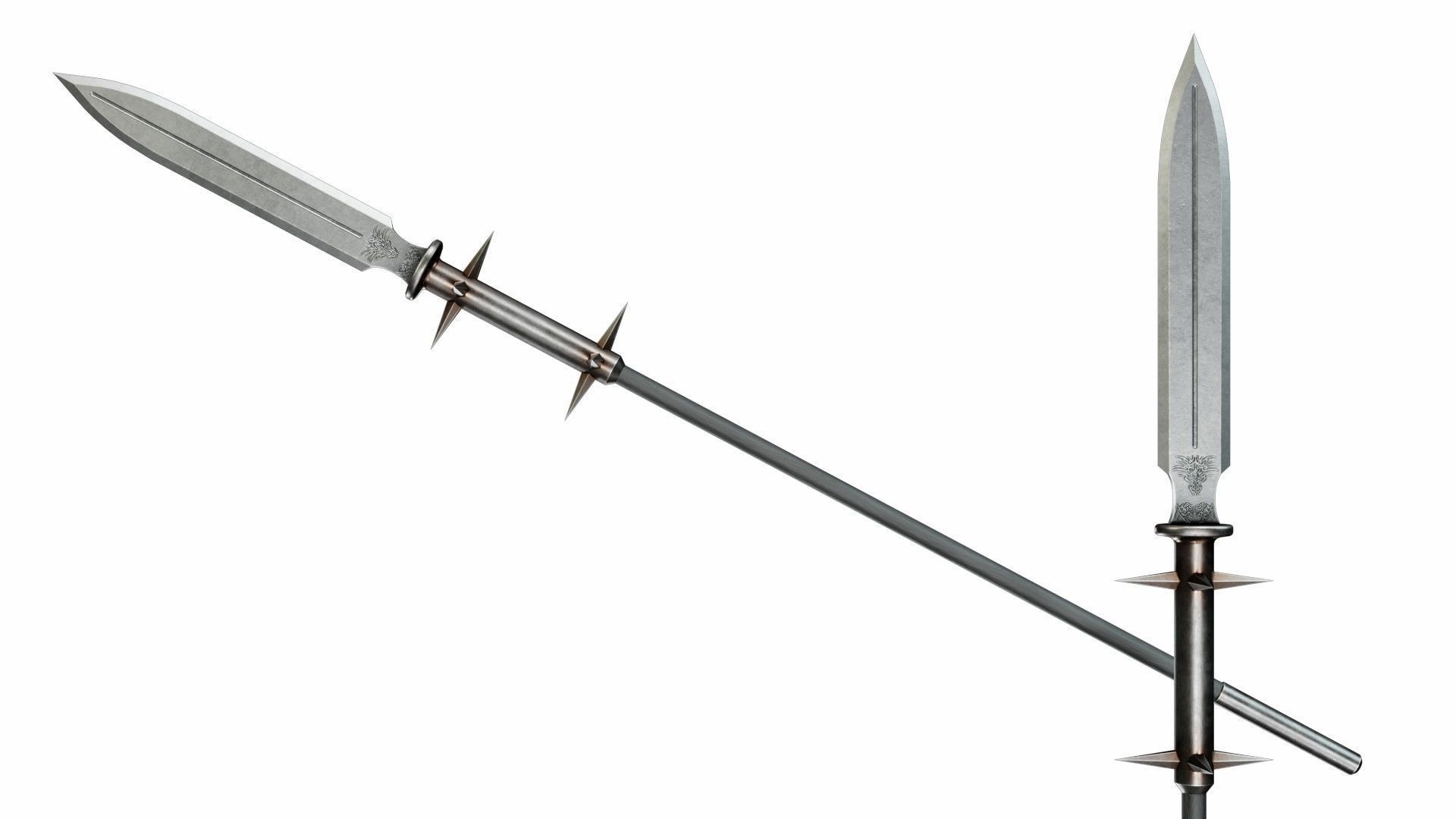 Collection of 40 spears and halberds 3D model_6