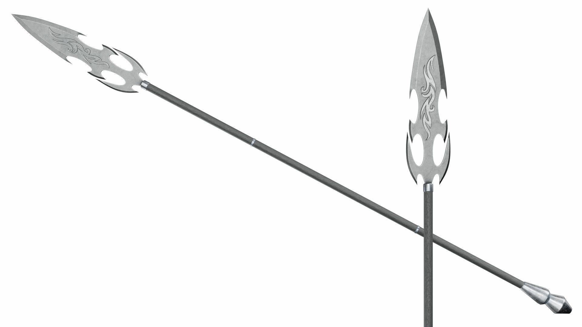 Collection of 40 spears and halberds 3D model_8