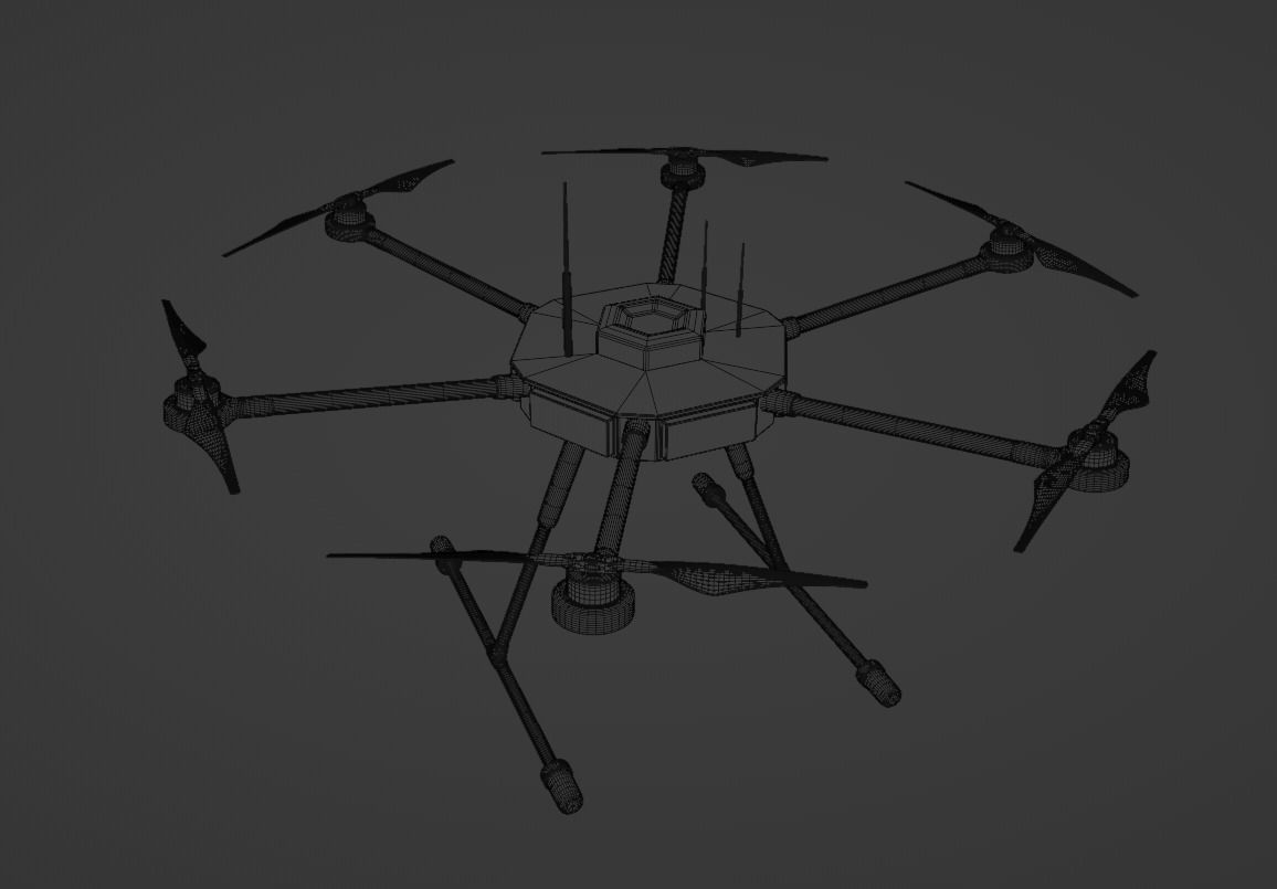 Hexacopter heavy drone UAV model Low-poly 3D model_6