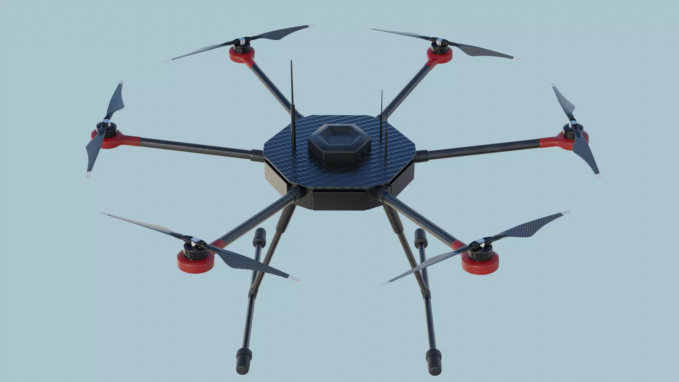 Hexacopter heavy drone UAV model Low-poly 3D model_0