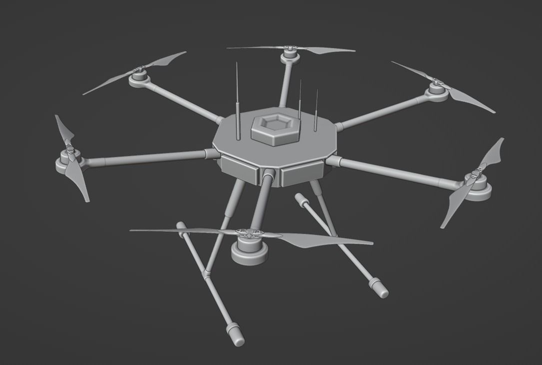 Hexacopter heavy drone UAV model Low-poly 3D model_5