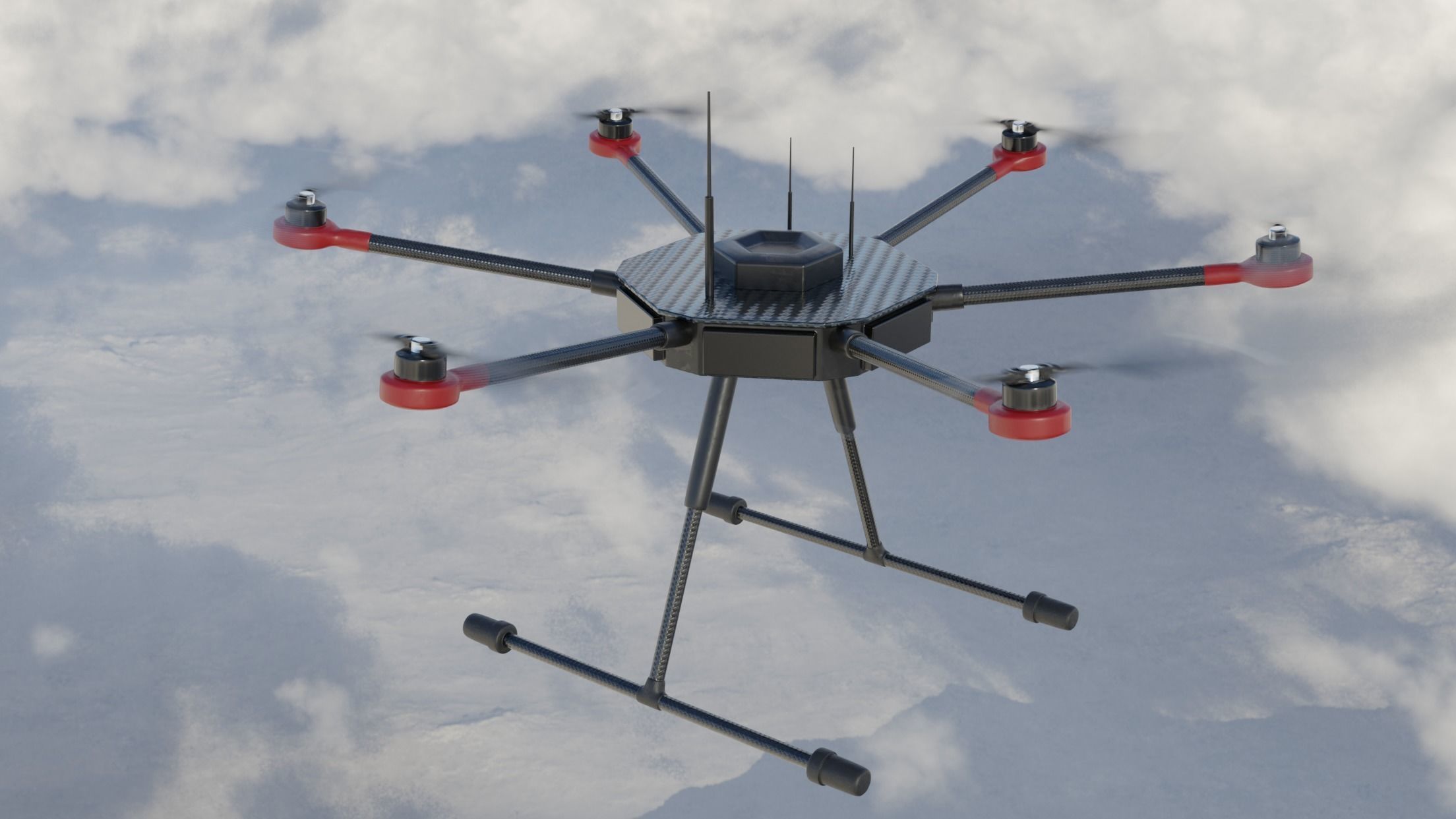 Hexacopter heavy drone UAV model Low-poly 3D model_4