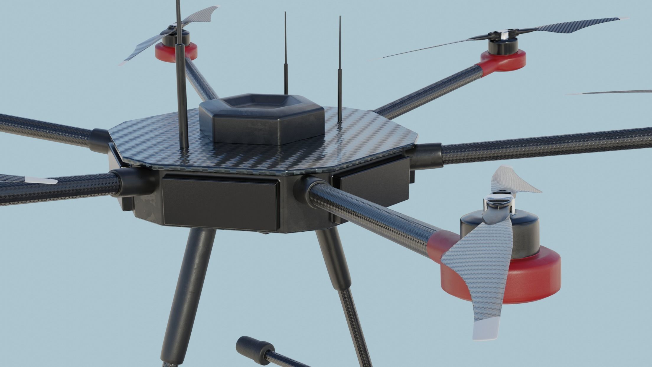 Hexacopter heavy drone UAV model Low-poly 3D model_2