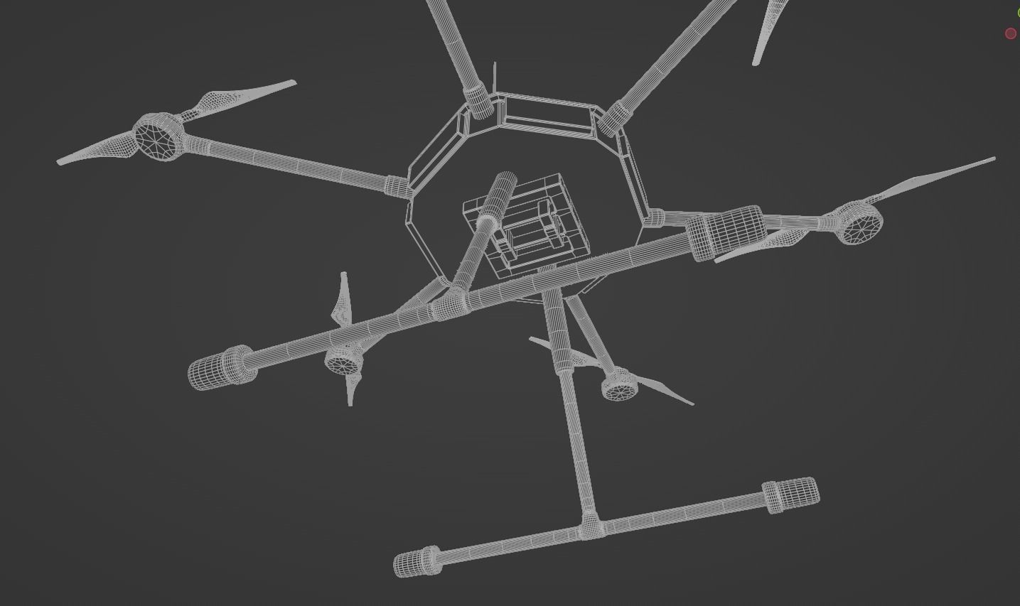 Hexacopter heavy drone UAV model Low-poly 3D model_9