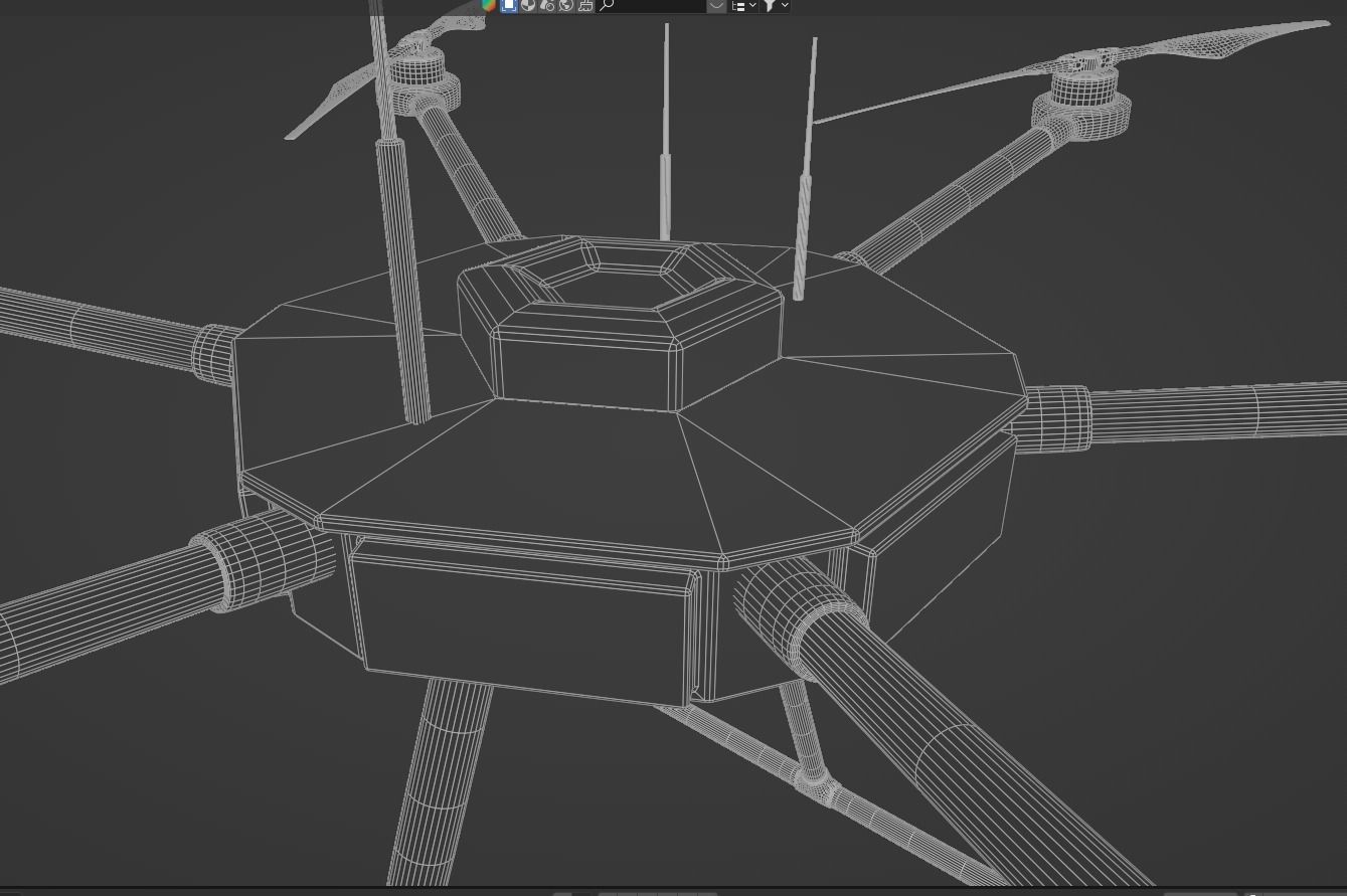 Hexacopter heavy drone UAV model Low-poly 3D model_8