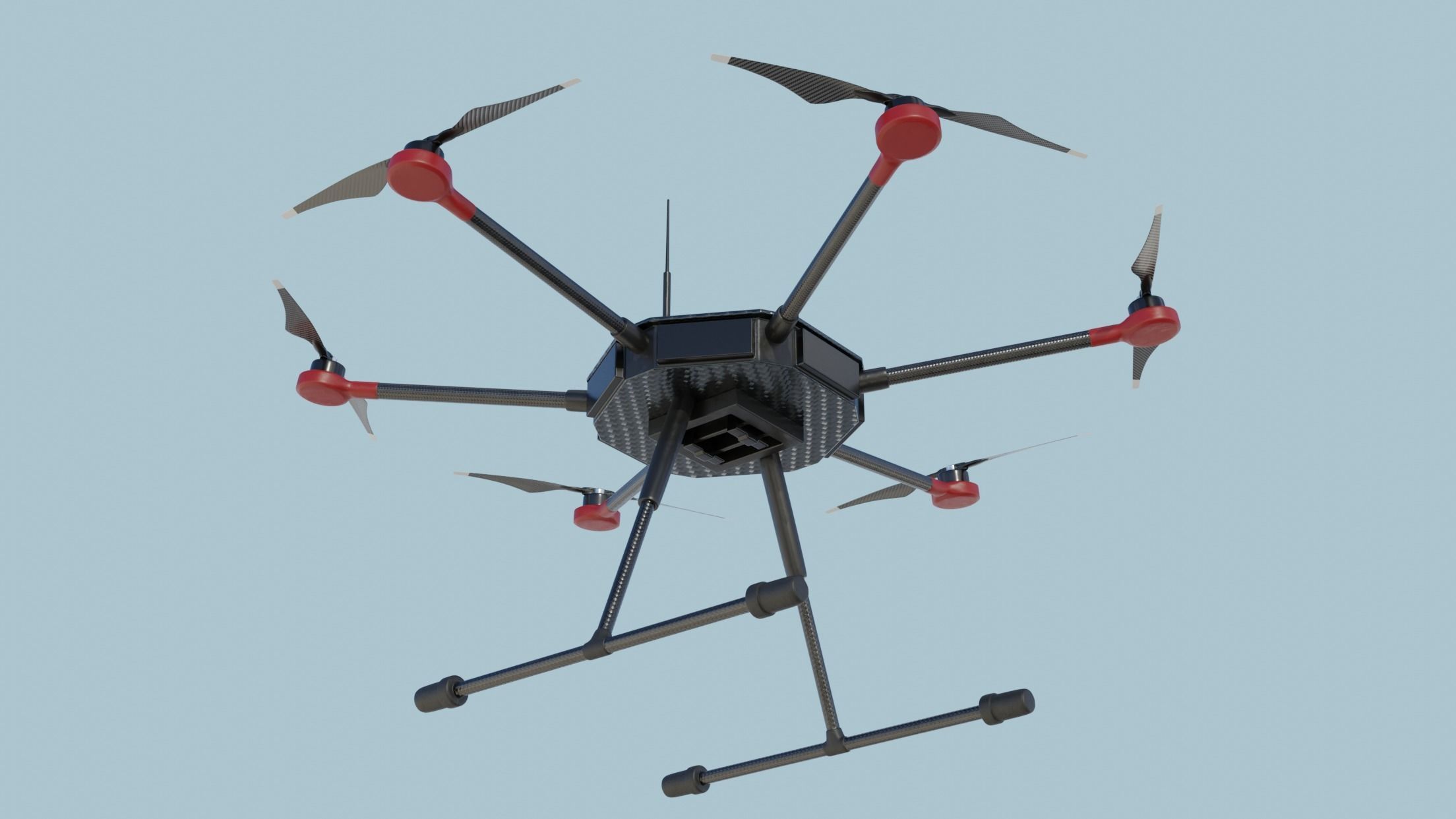 Hexacopter heavy drone UAV model Low-poly 3D model_1