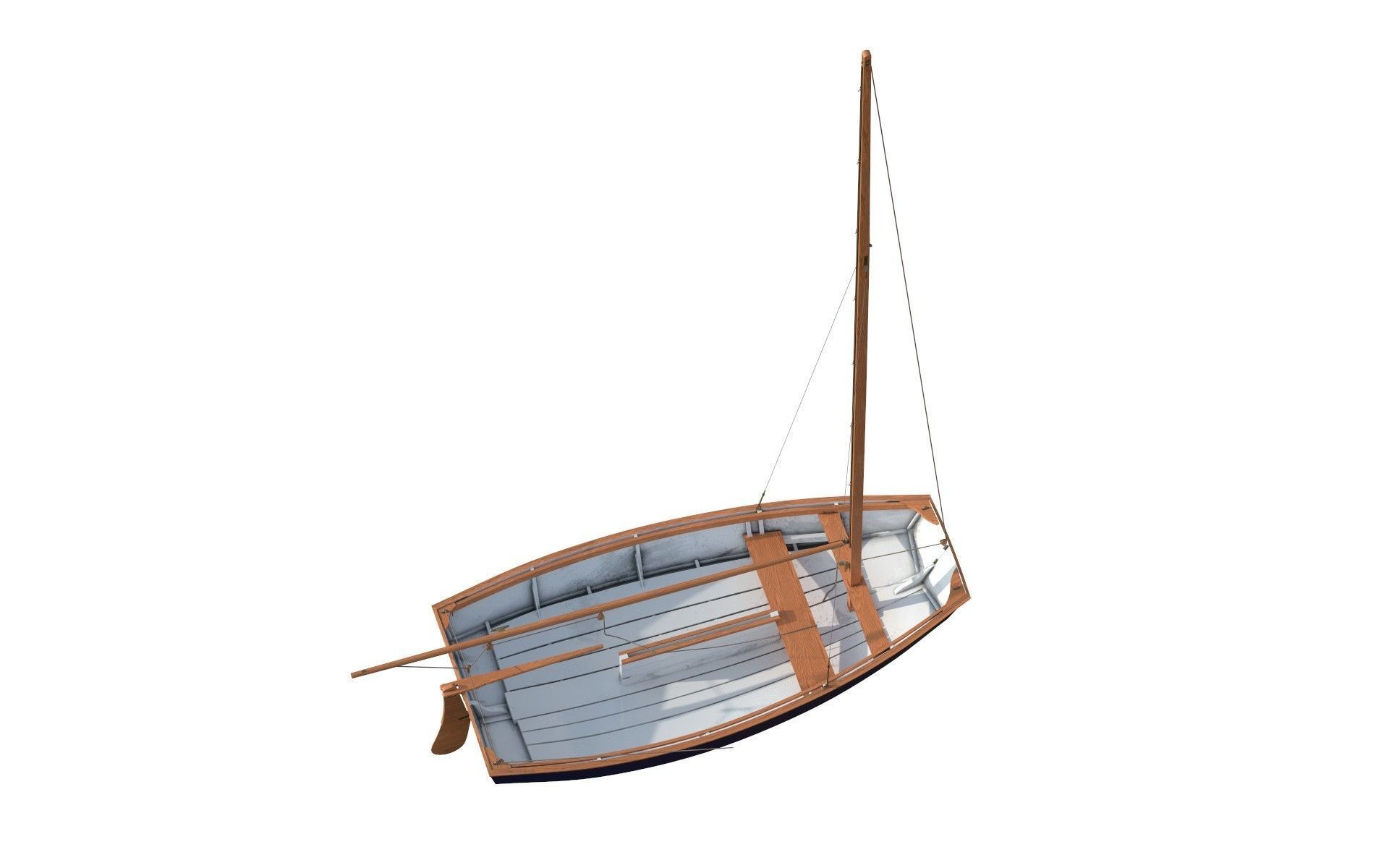 Pram Sailboat Blue 3D model_3