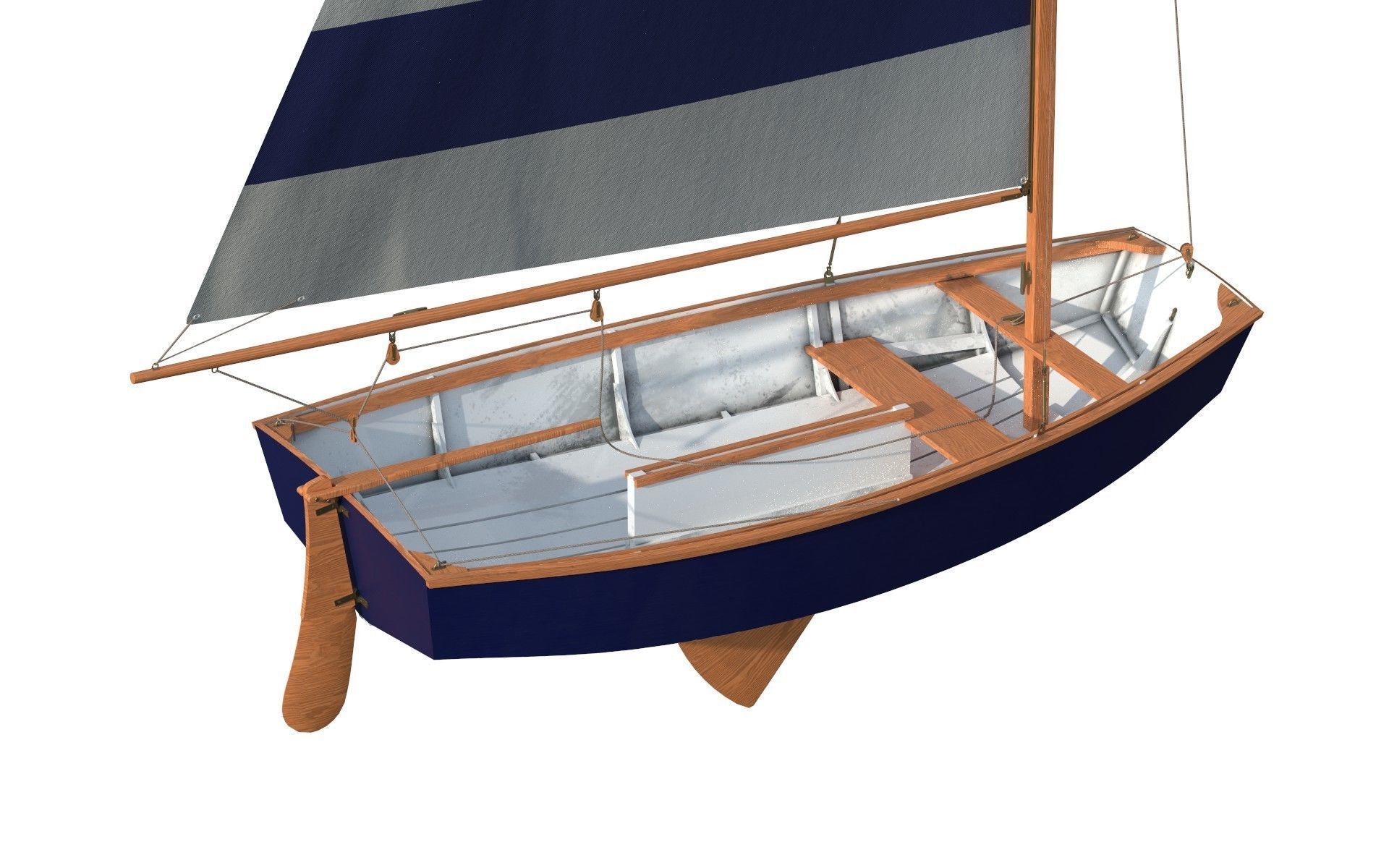 Pram Sailboat Blue 3D model_1