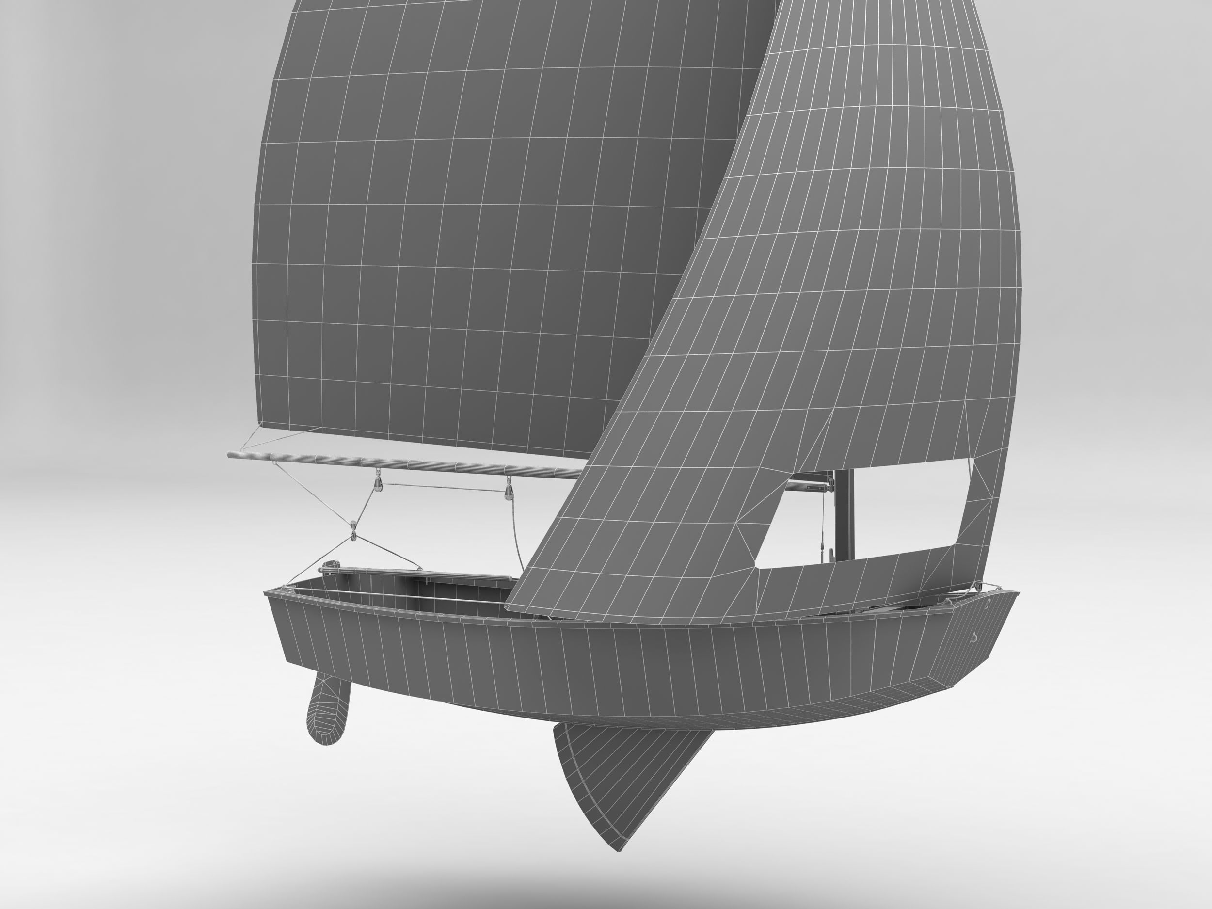 Pram Sailboat Blue 3D model_4