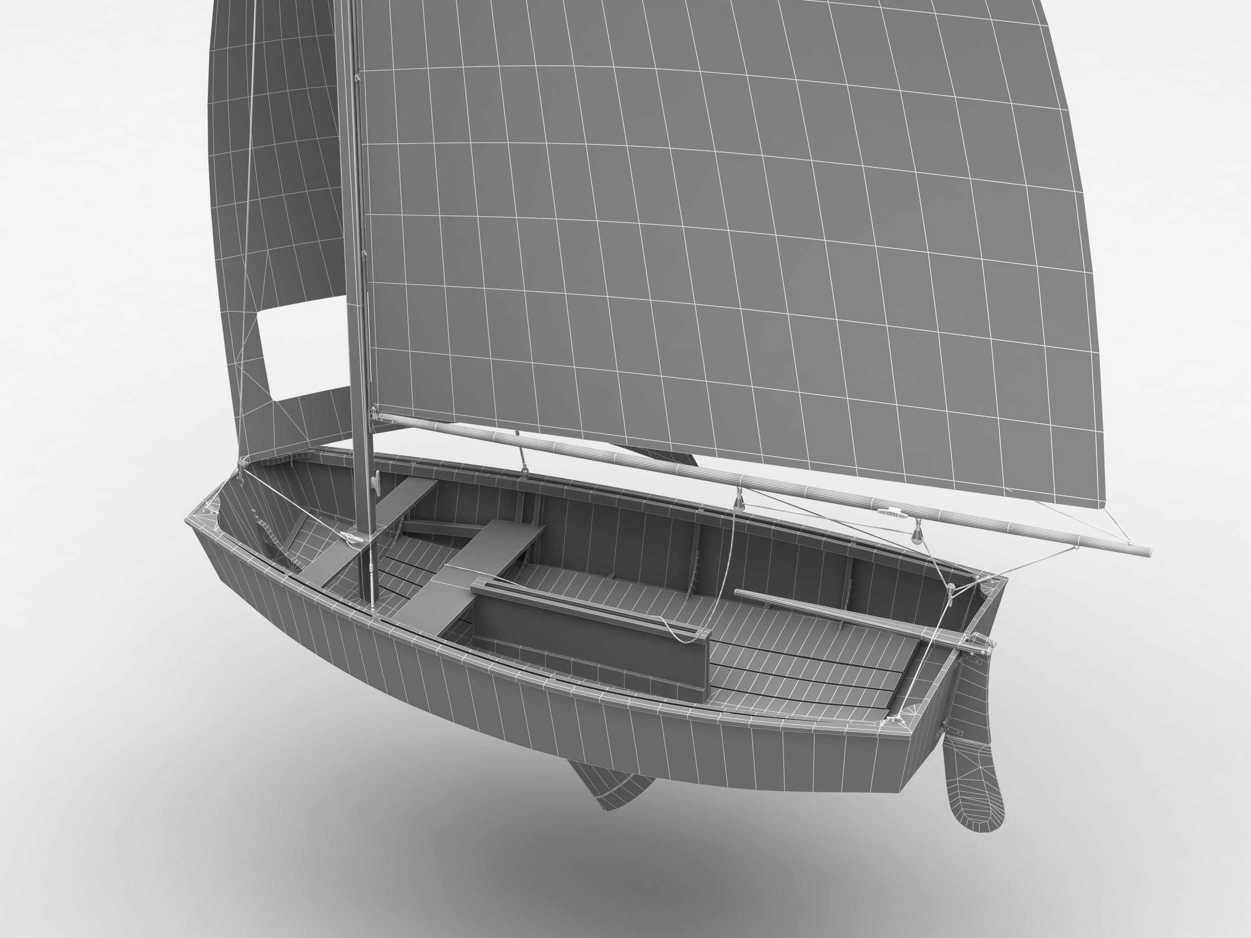 Pram Sailboat Blue 3D model_2