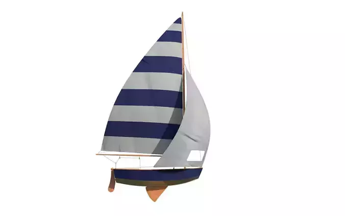 Pram Sailboat Blue 3D model