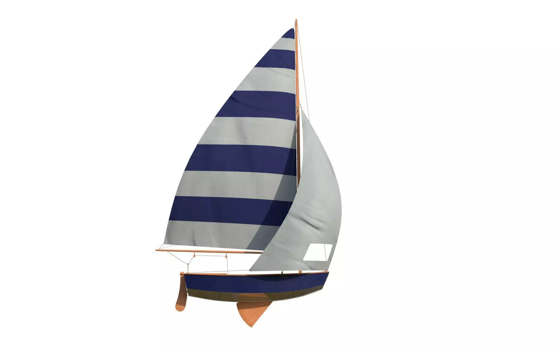 Pram Sailboat Blue 3D model_0