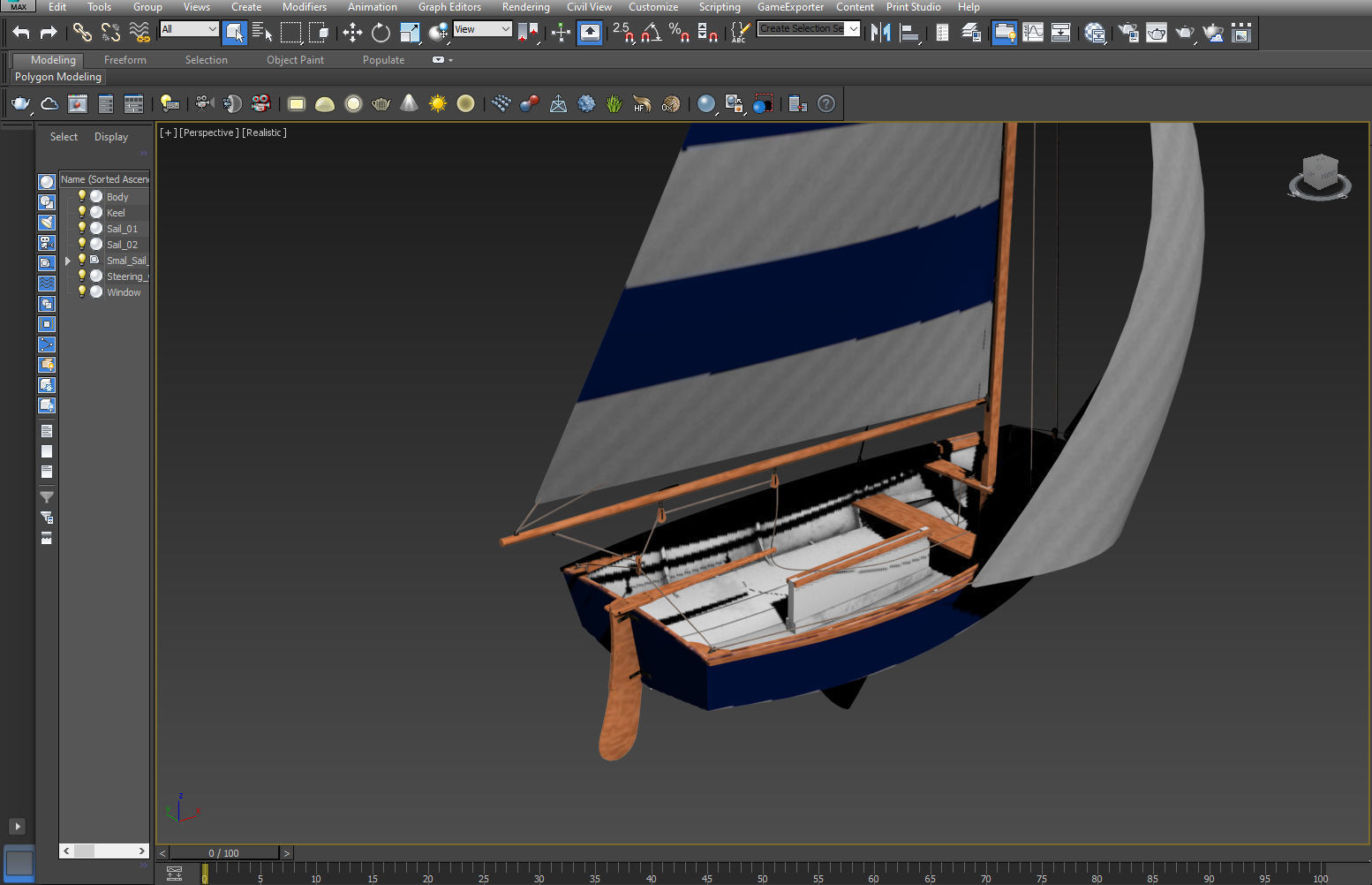 Pram Sailboat Blue 3D model_5
