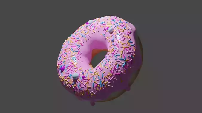 Strawberry Donut 3D model