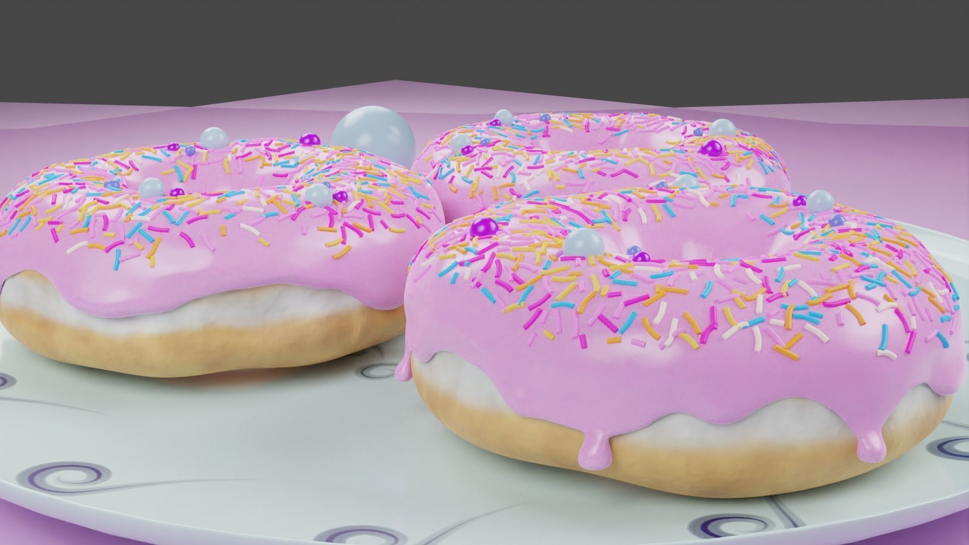 Strawberry Donut 3D model_5