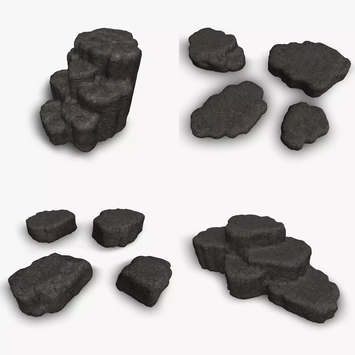 Cave Platform 1 - 4 Combo - Base Low-poly 3D model_0