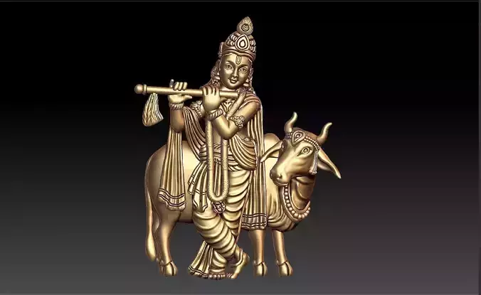 KIRSHNA WITH COW 3D print model