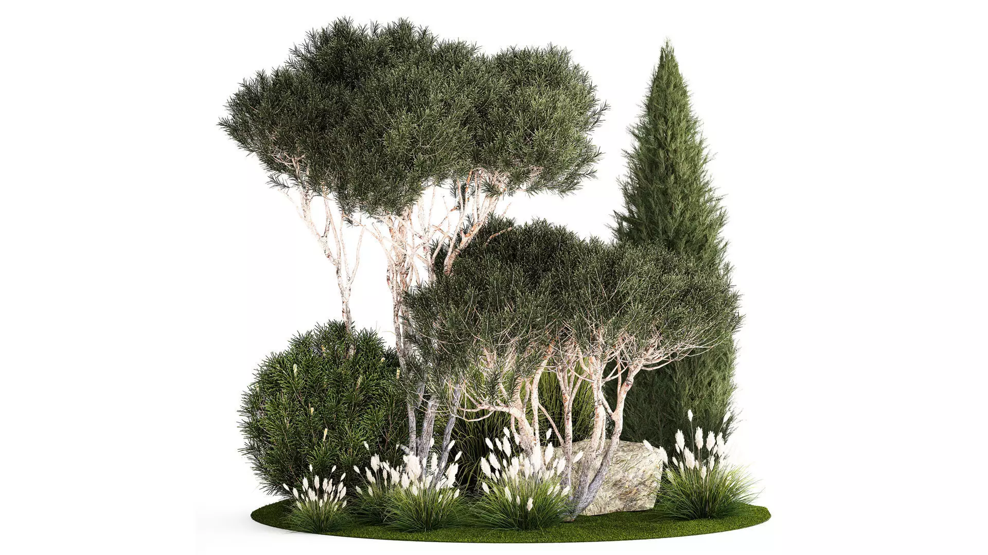 beautiful plants alpine hill pine bonsai bushes grass 1339 3D model_0