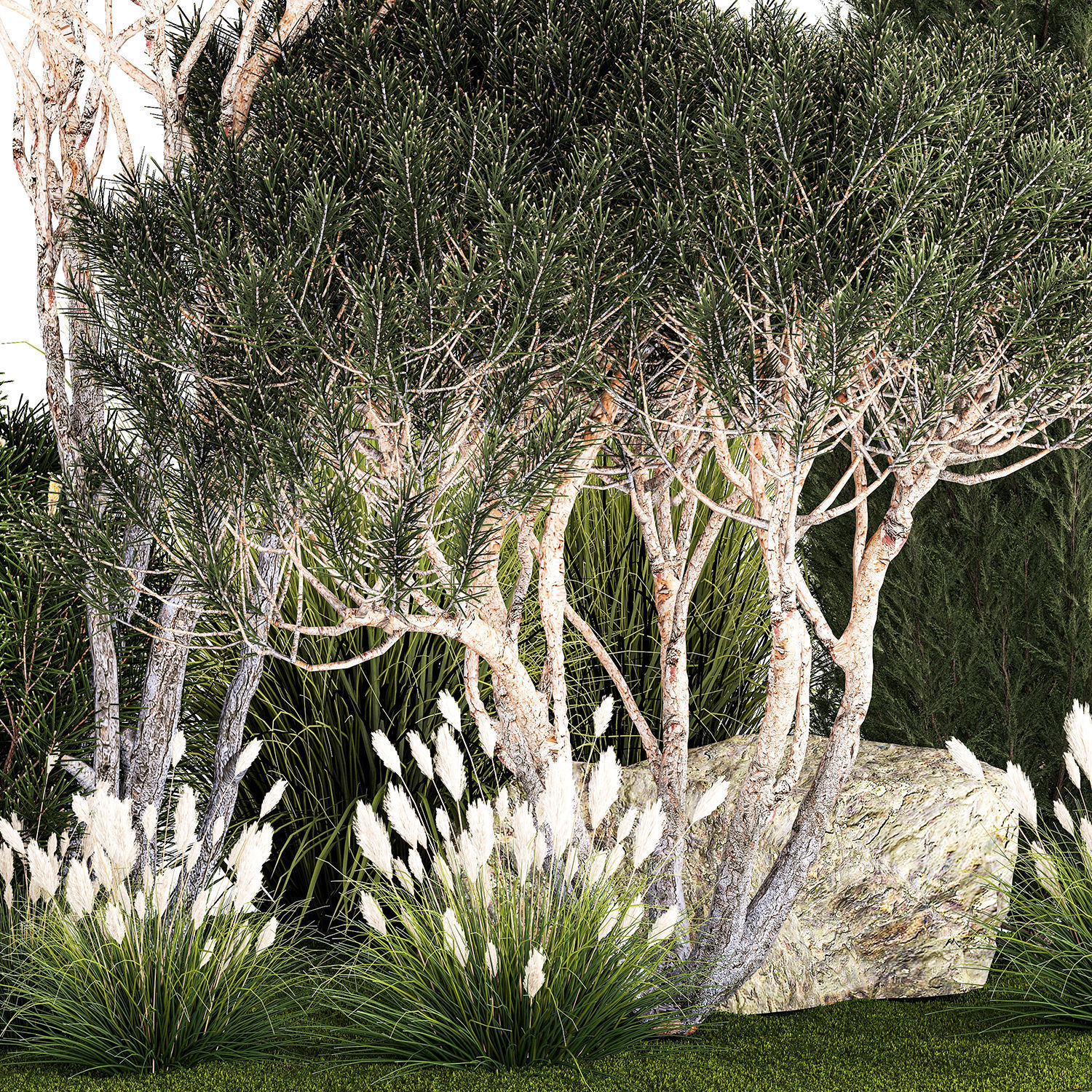 beautiful plants alpine hill pine bonsai bushes grass 1339 3D model_10