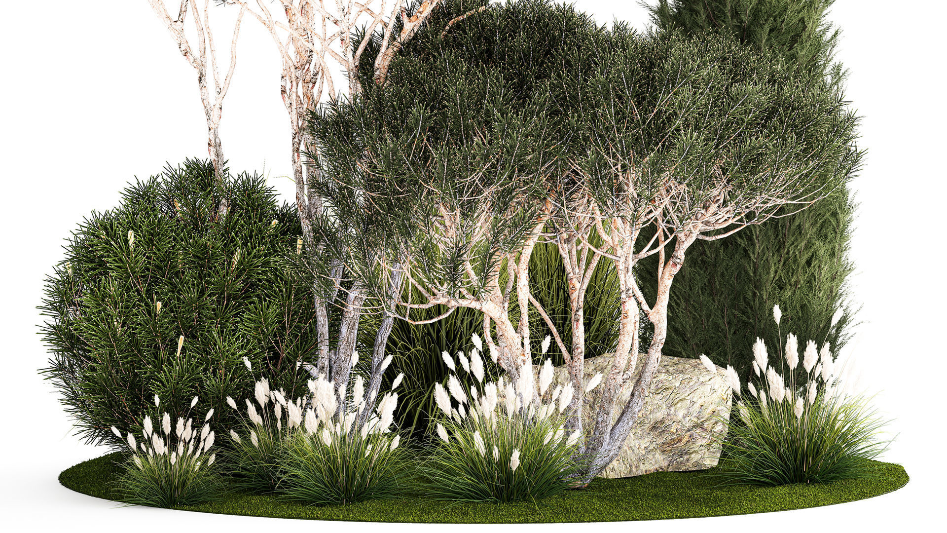 beautiful plants alpine hill pine bonsai bushes grass 1339 3D model_2