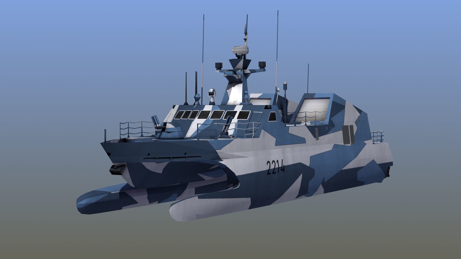 Type 22 Houbei Missile Boat 3D model_4
