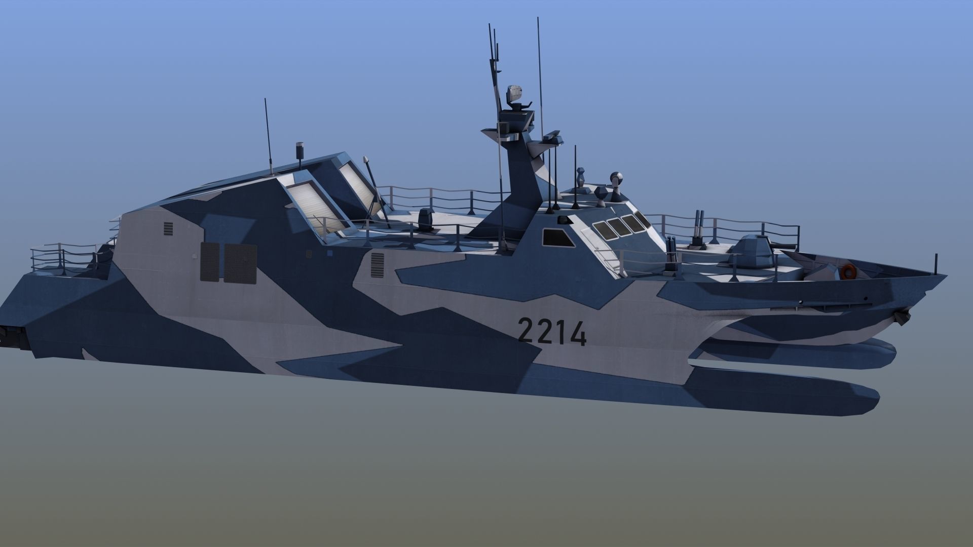 Type 22 Houbei Missile Boat 3D model_7